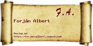 Forján Albert névjegykártya