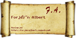 Forján Albert névjegykártya